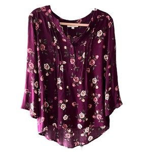 Monday Fun Kearney Henley dark purple top size 2 XL